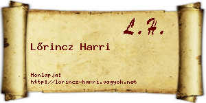 Lőrincz Harri névjegykártya